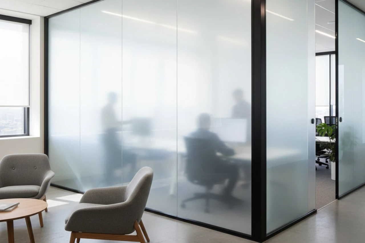 A PMMA Acrylic room partition in an architects render